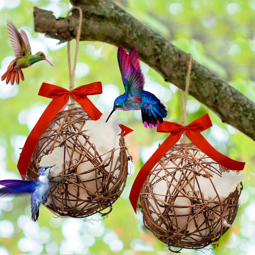Slivche hummingbird nesters closeup of natural rattan ball for nesting