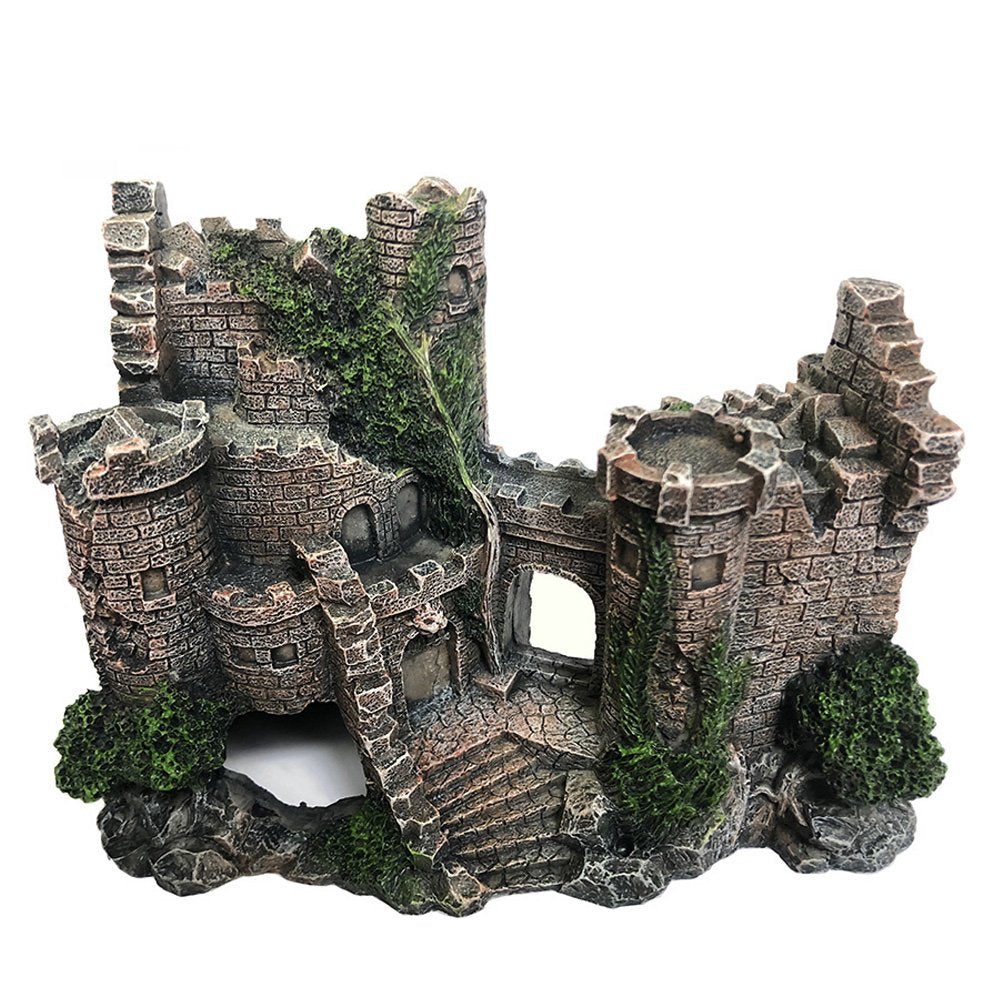 SLOCME Aquarium Castle Ornament size dimension 8x5.8x3 inches for tank compatibility