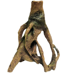 SLOCME Aquarium Resin Wood Trunk ornament tank setup closeup wood texture enhances realism.