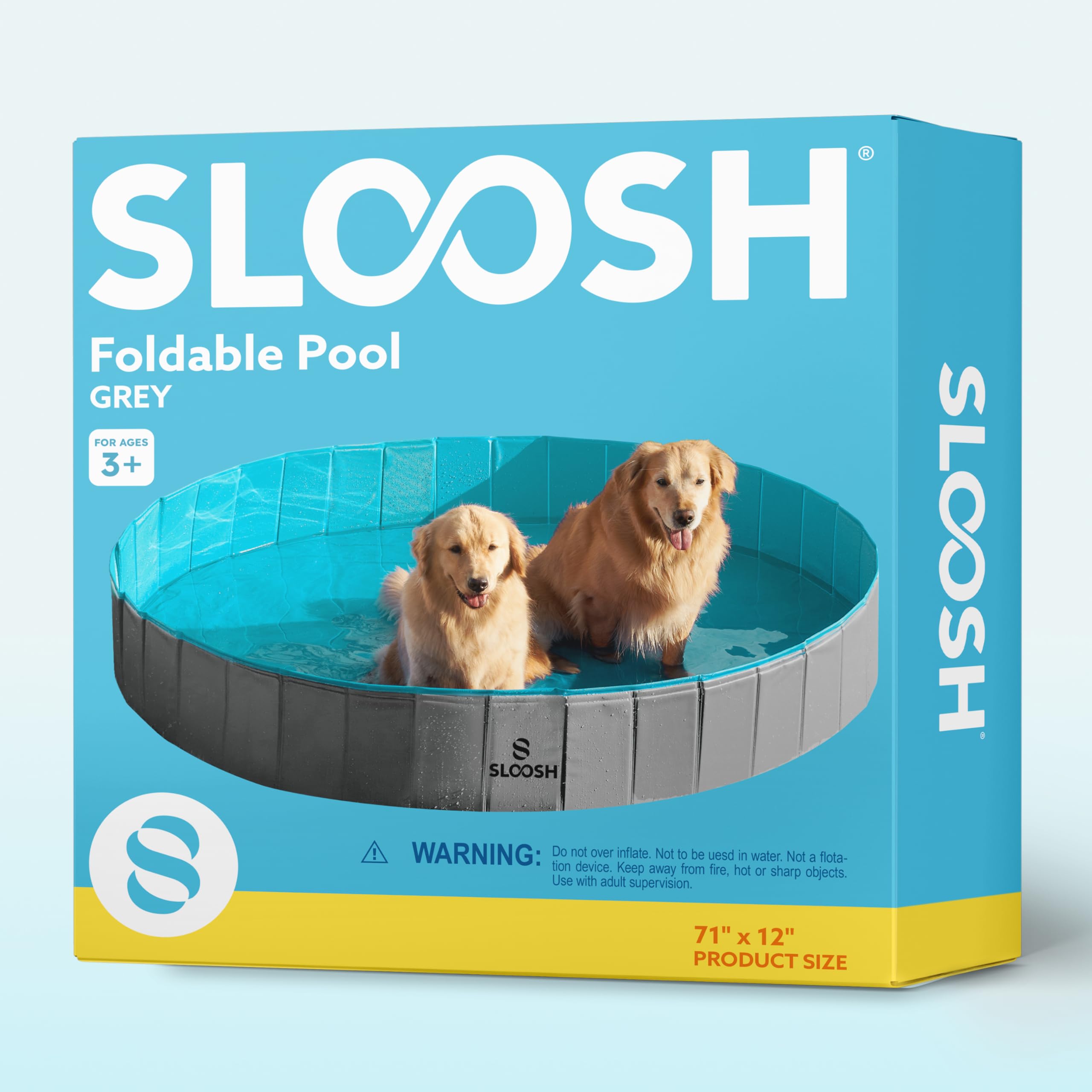 Sloosh 71in gray kiddie pool back yard setting - fun for pets.