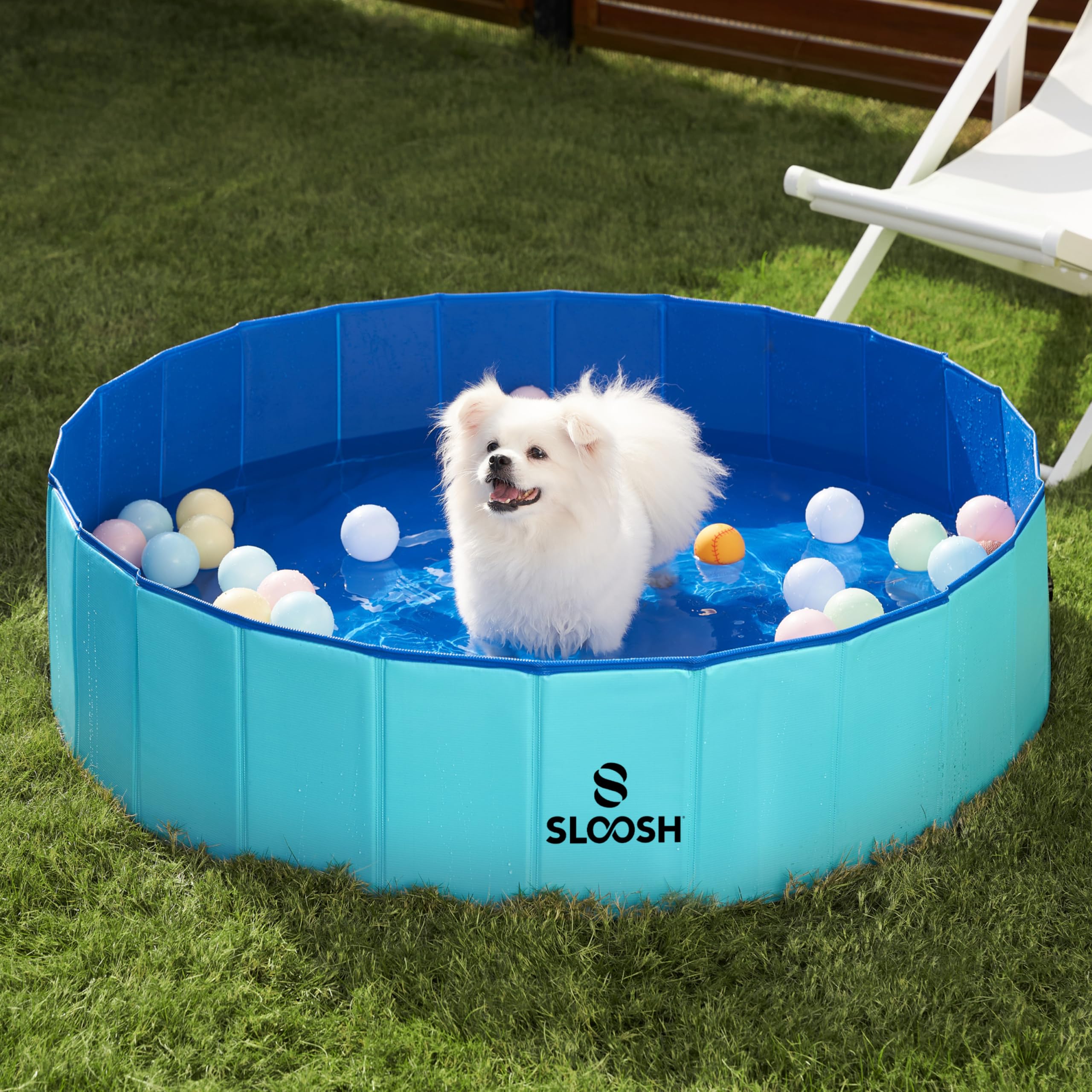 Sloosh foldable dog kiddie pool made with durable materials for long-lasting use.