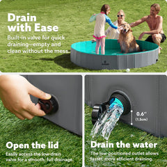 Sloosh foldable dog pool folded storage - compact and portable.