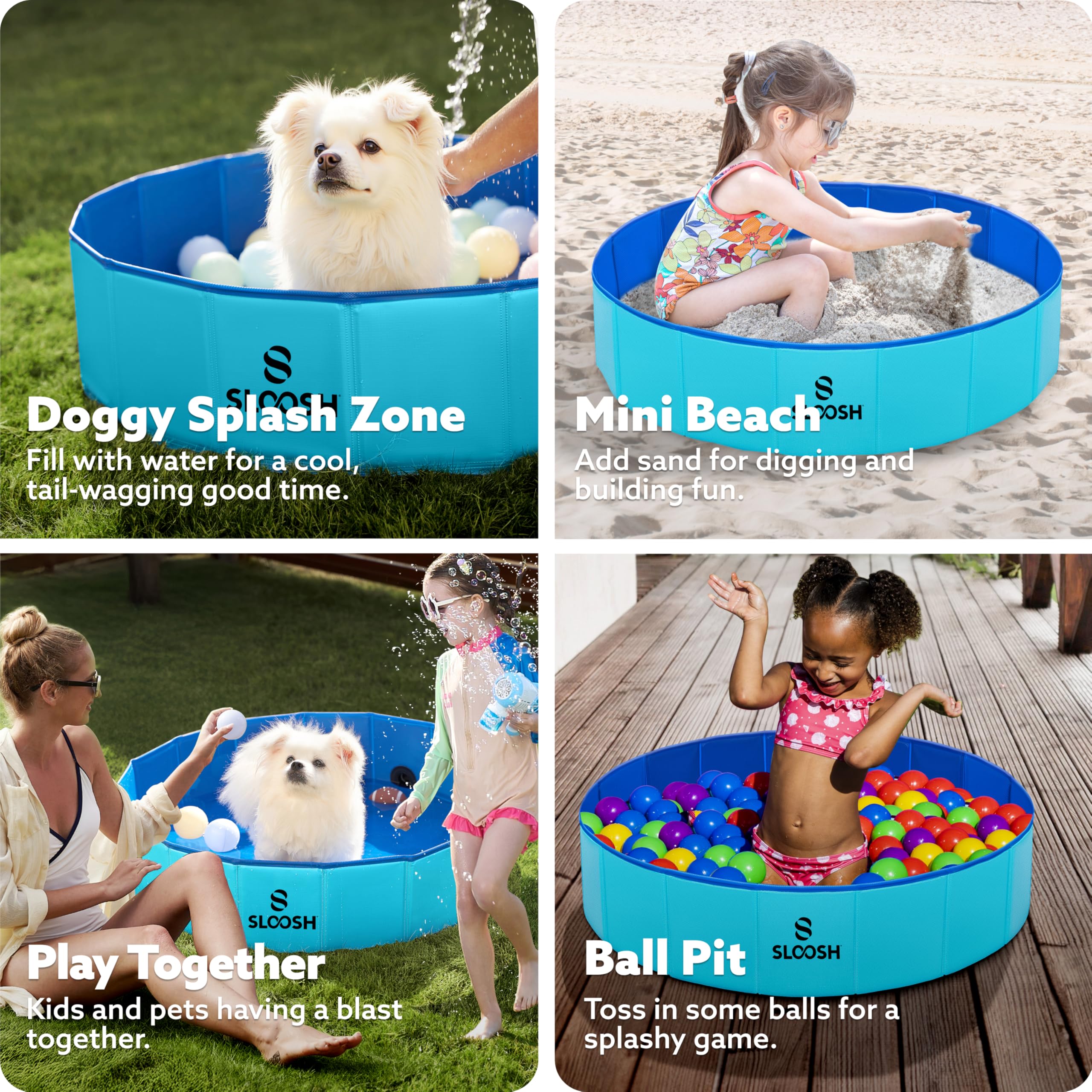 Sloosh Foldable Dog Pool uses durable PVC and sturdy core for safety