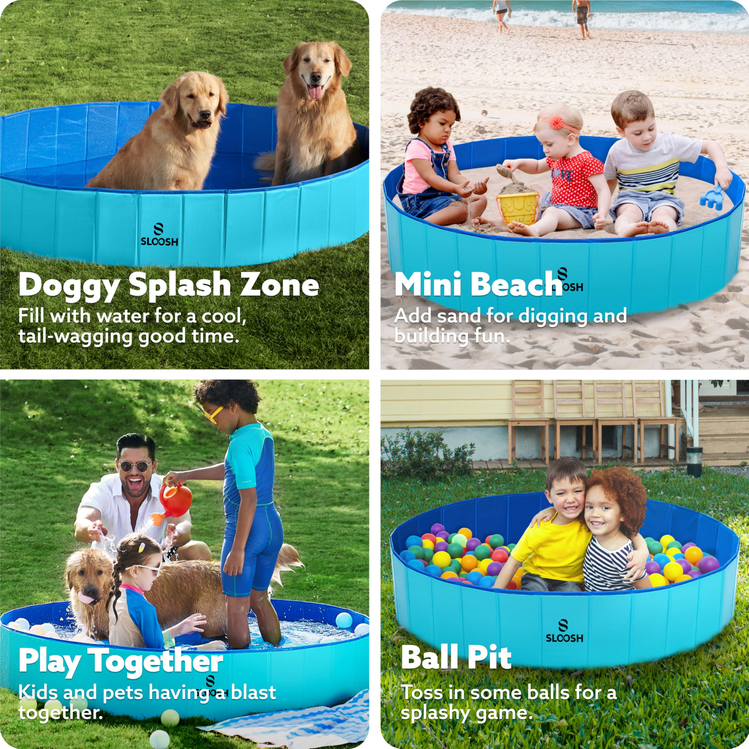 Sloosh Foldable Dog Pool foldable-portable conveys convenient storage and travel-ready design.
