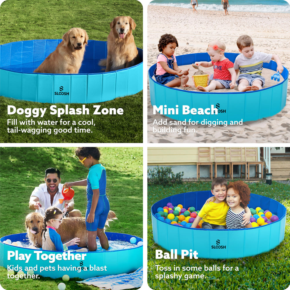 Sloosh Foldable Dog Pool foldable-portable conveys convenient storage and travel-ready design.