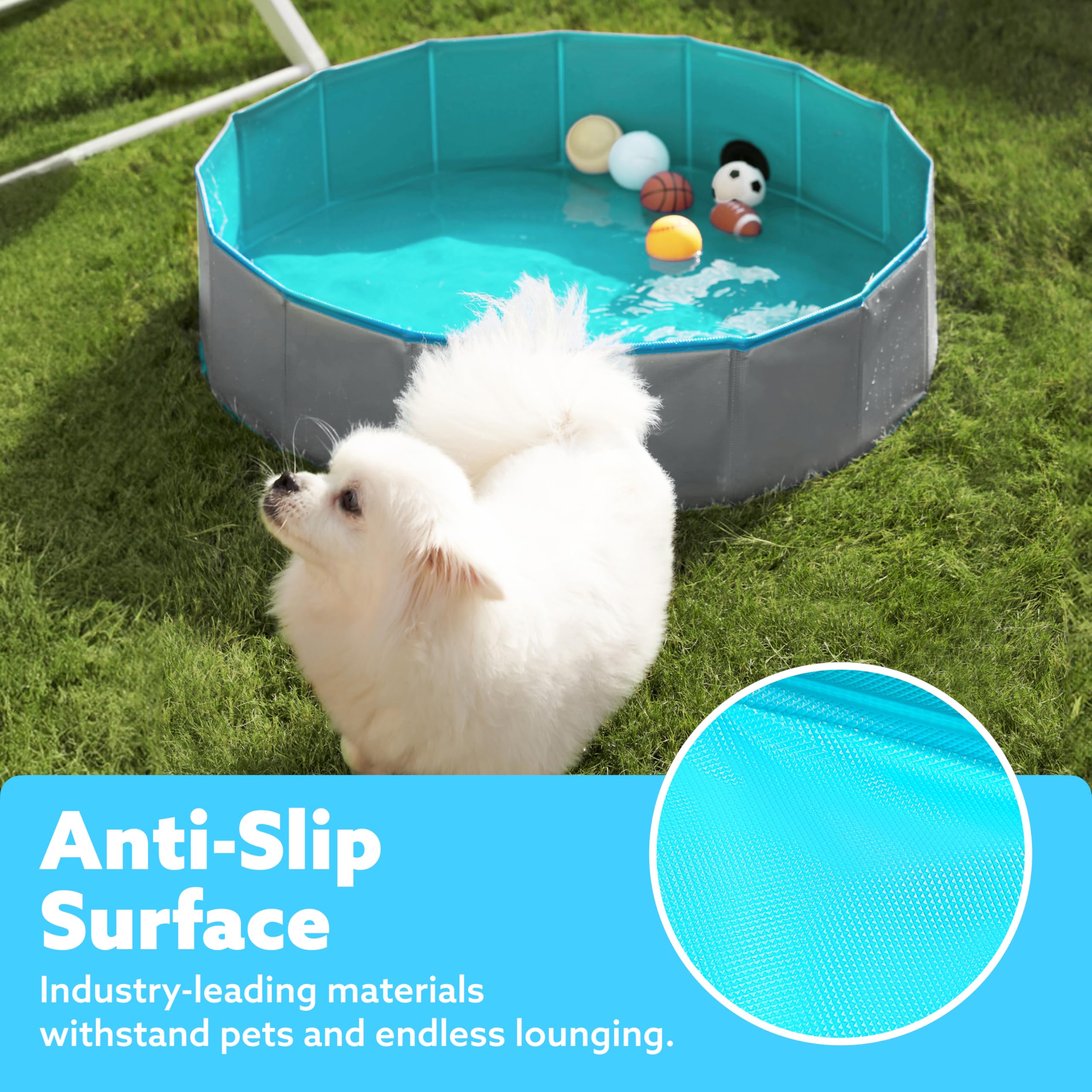 Sloosh foldable dog pool folding design demonstrates quick setup and compact storage.