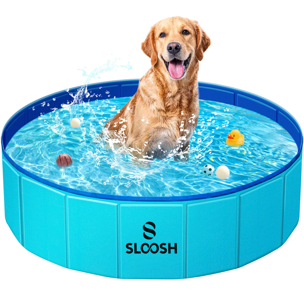 Sloosh Foldable Dog Pool full view shows portable outdoor play and cooling for pets