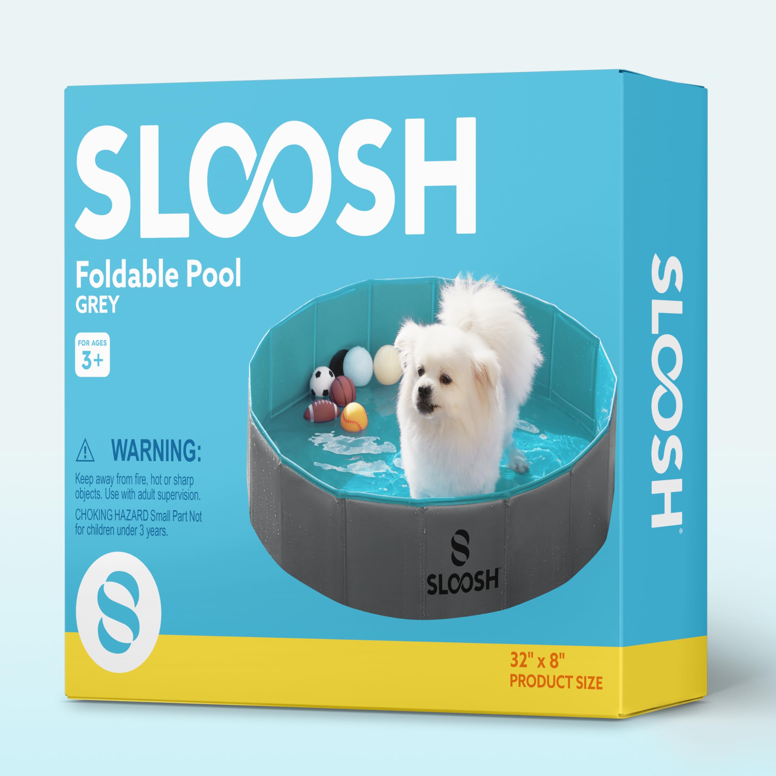 Sloosh foldable dog pool kids use in backyard with supervision.