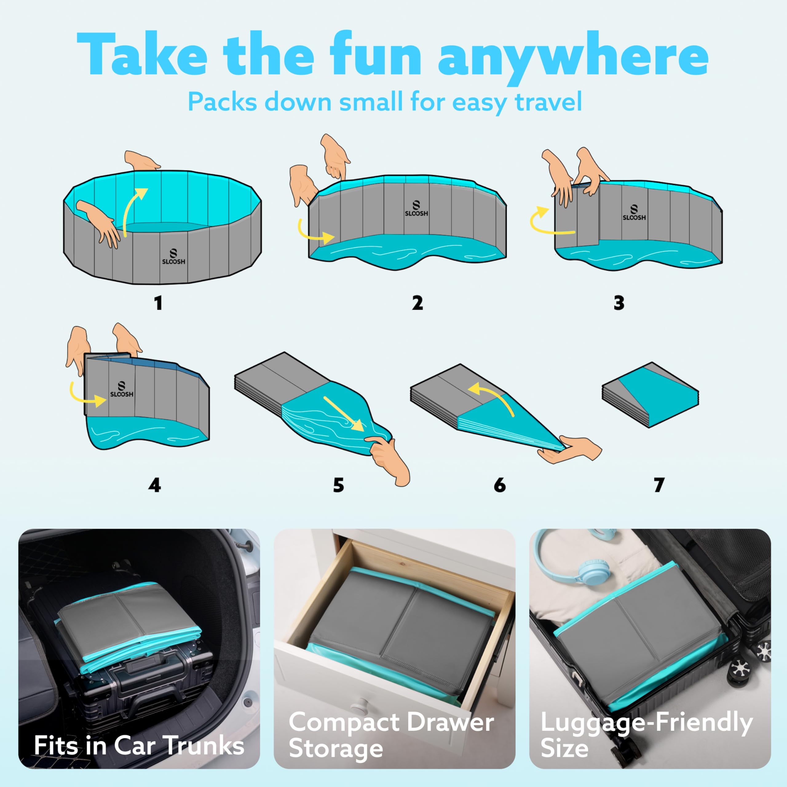 Sloosh portable dog pool on the go for outdoor trips
