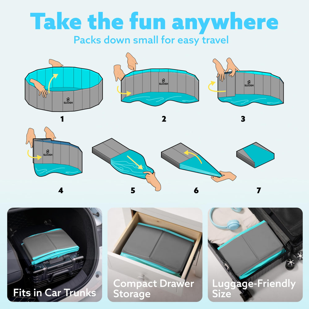 Sloosh portable dog pool on the go for outdoor trips