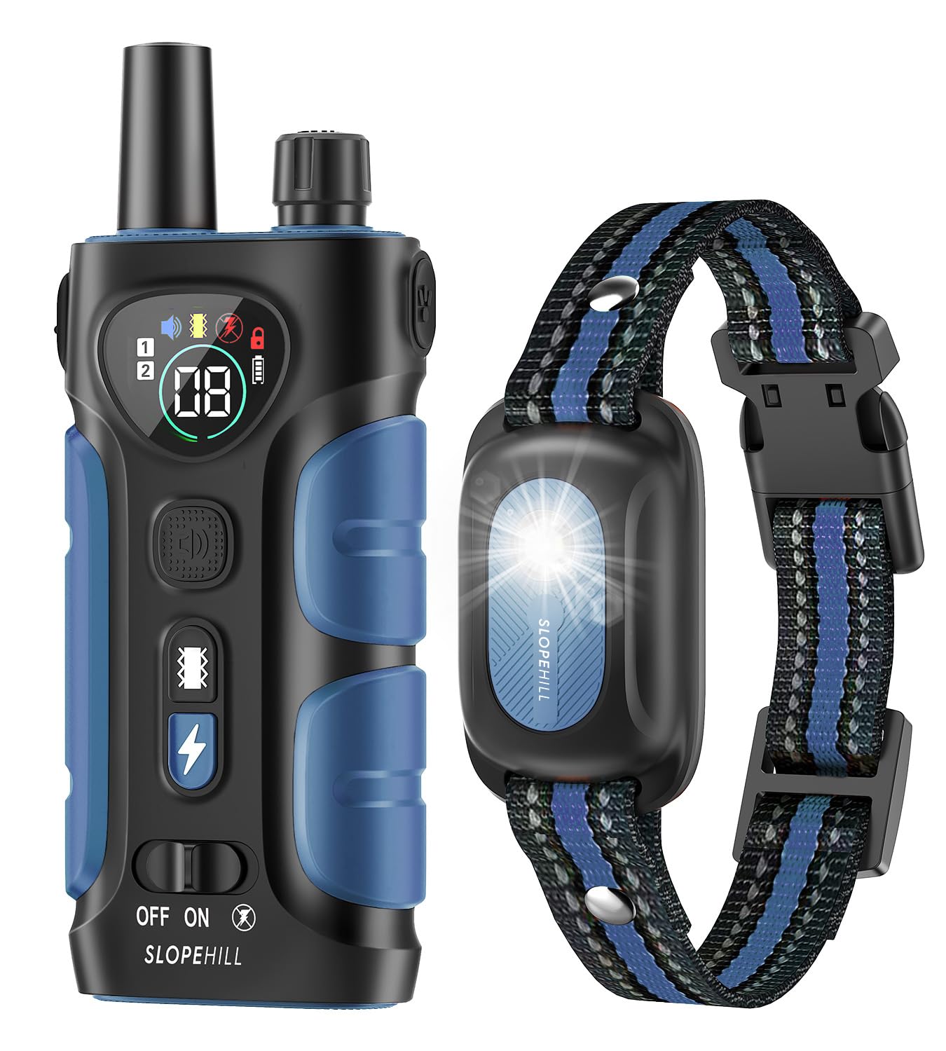 SLOPEHILL dog collar remote-range image shows extended range for outdoor training.