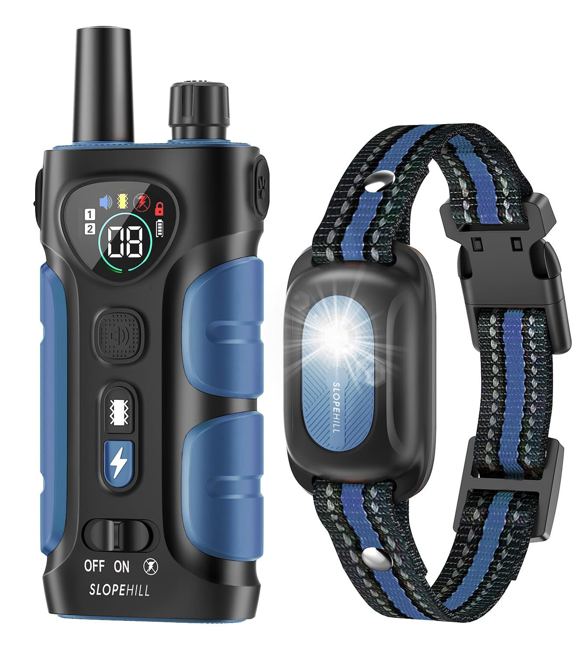 SLOPEHILL dog collar remote-range image shows extended range for outdoor training.