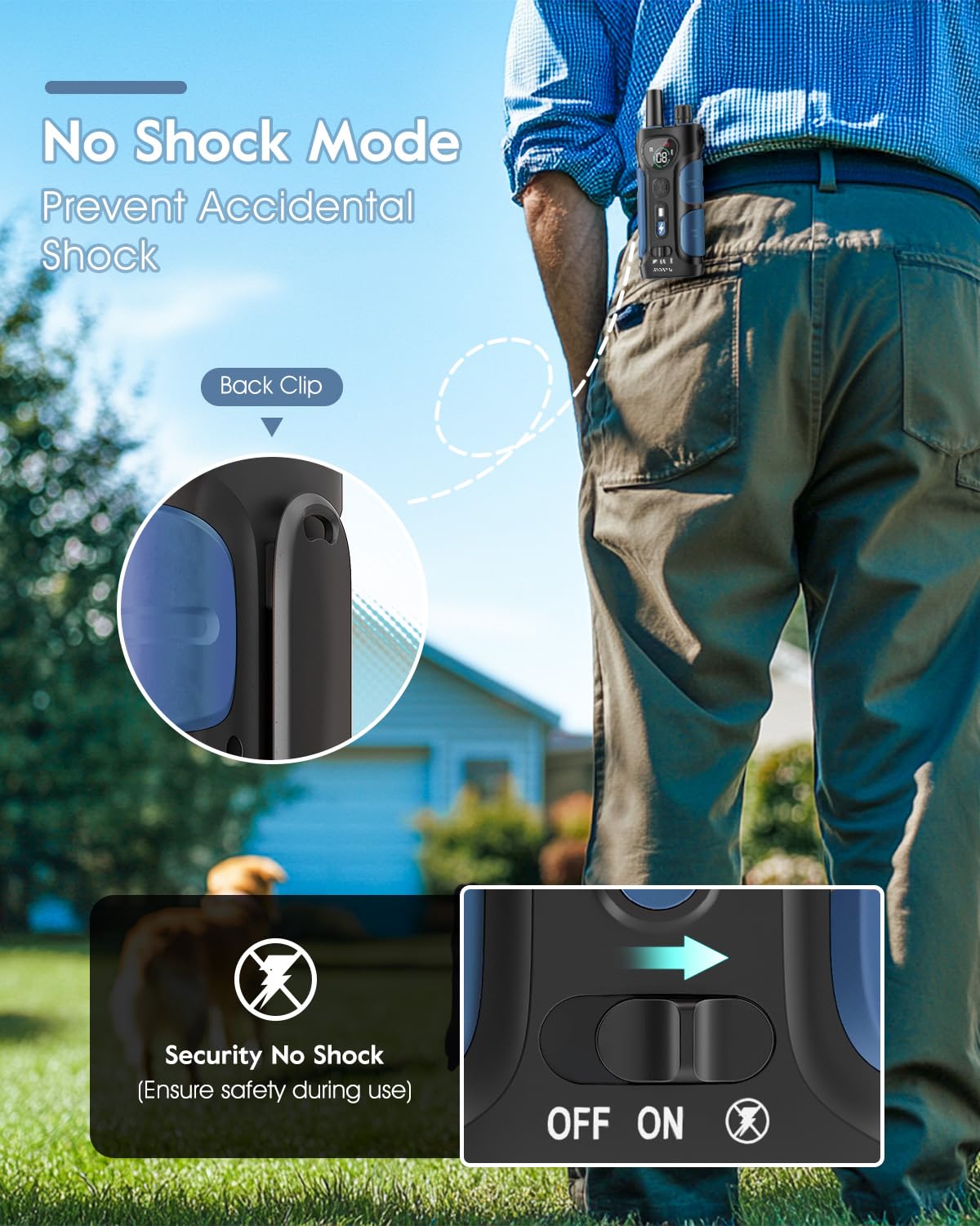 SLOPEHILL safe-shock levels image shows customizable stimulation for comfort.
