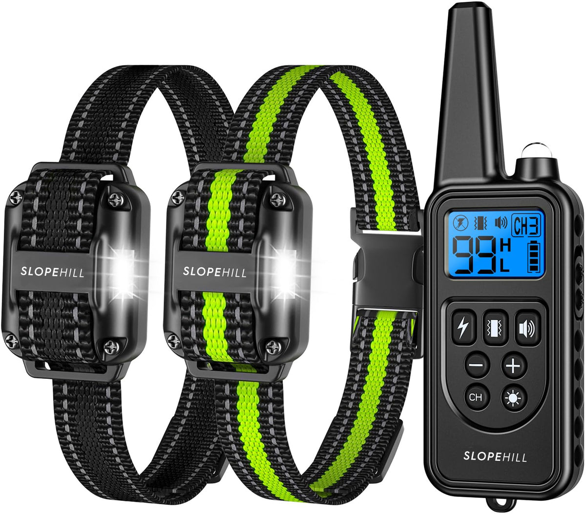 SLOPEHILL dog training collar remote shows long-range control for outdoor training