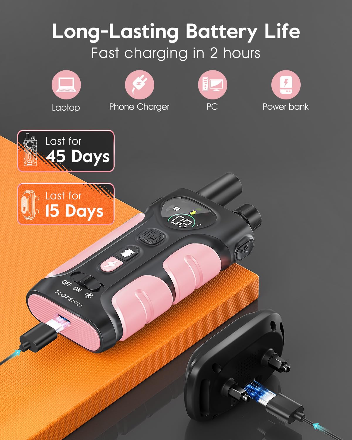 SLOPEHILL rechargeable remote and receiver for long-lasting sessions
