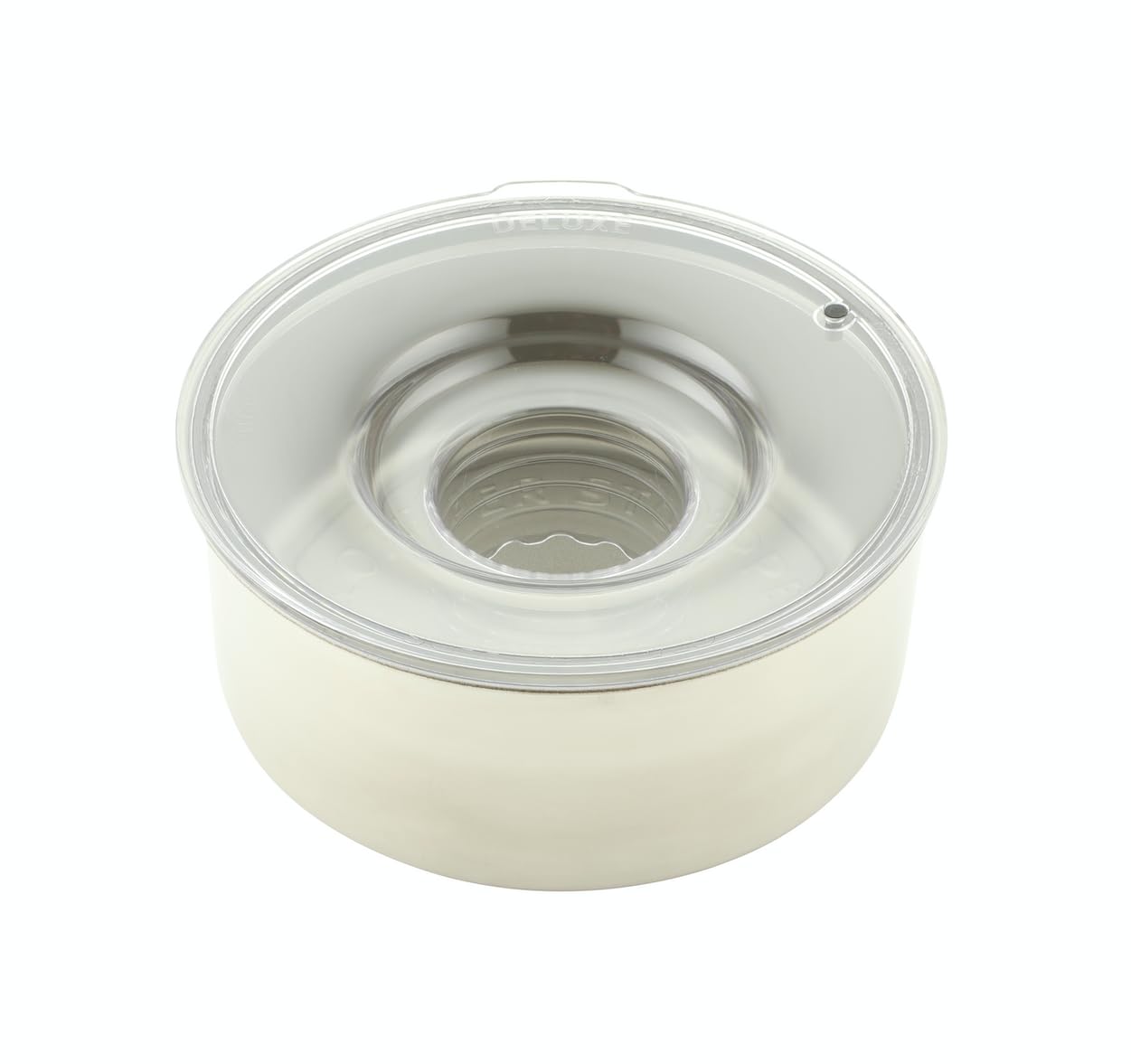 Slopper Stopper stainless steel bowl with 1 gallon capacity prevents spills.