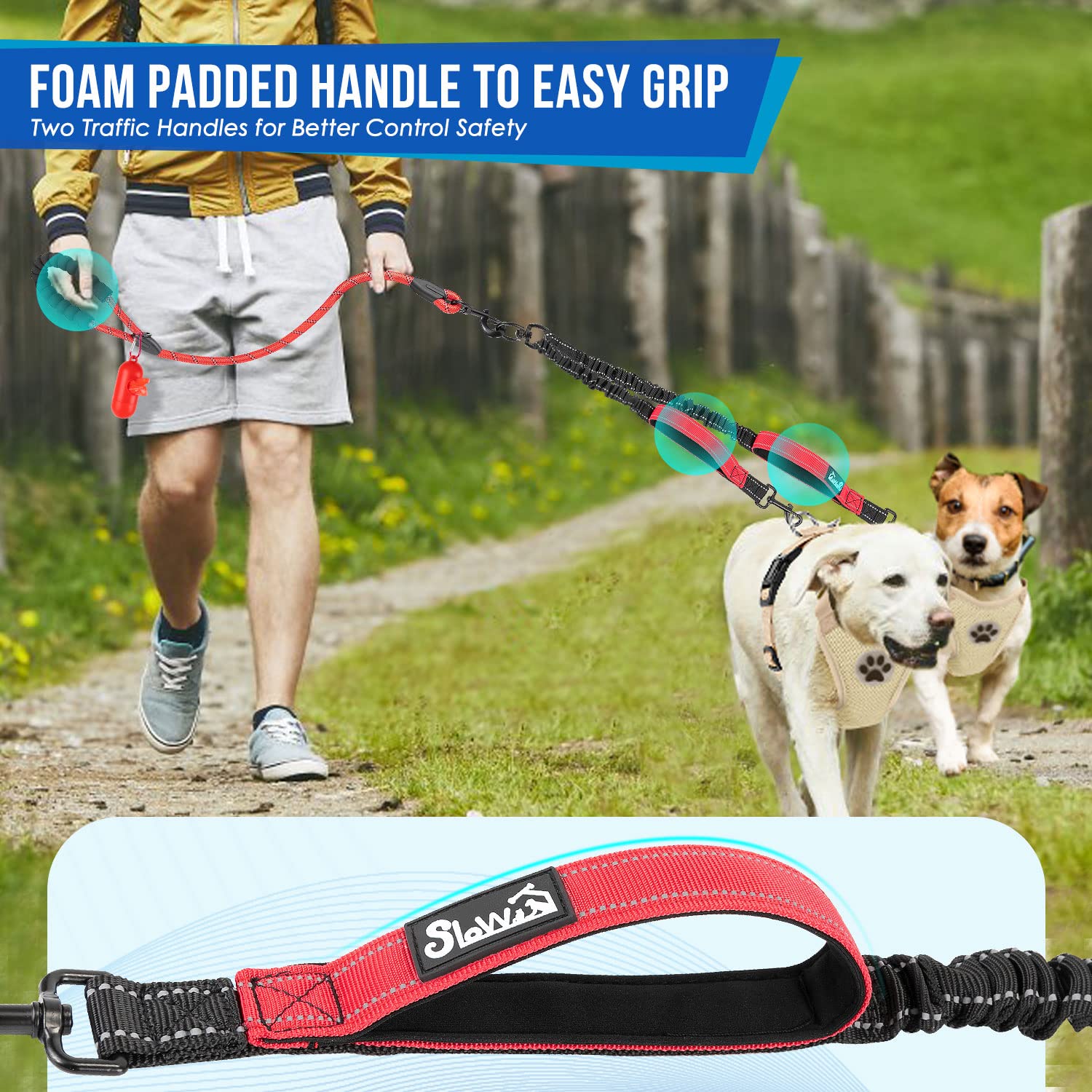 SlowTon 360° swivel clasp prevents tangles during walks.