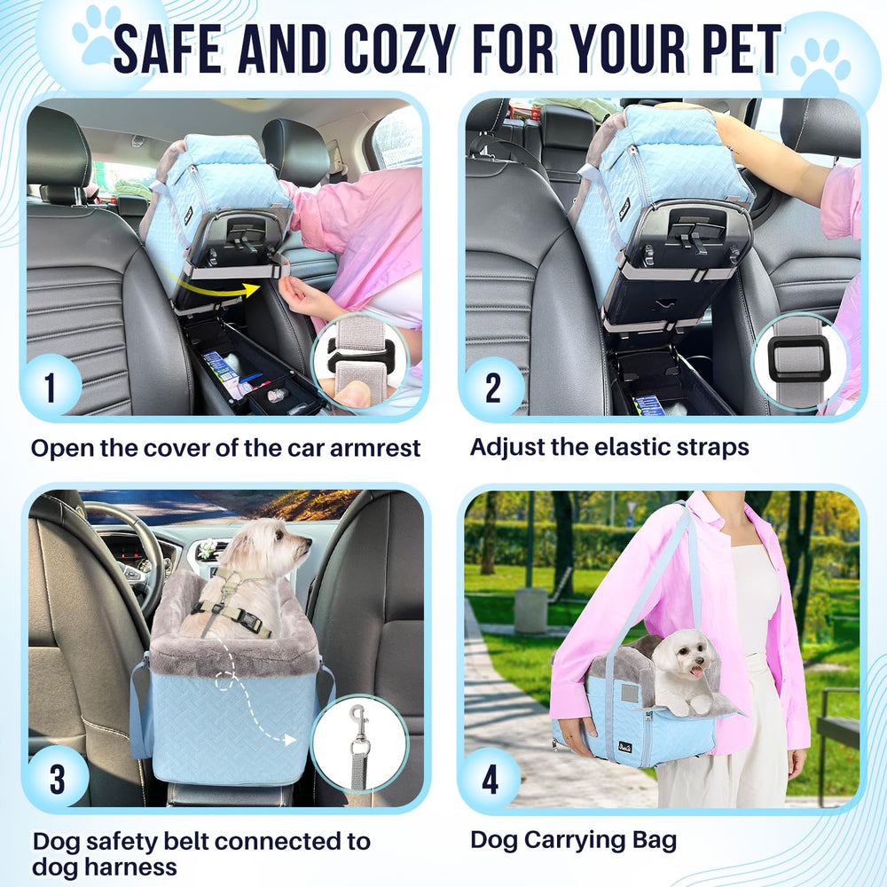 SlowTon Console Dog Car Seat buckle attachment demo for added security