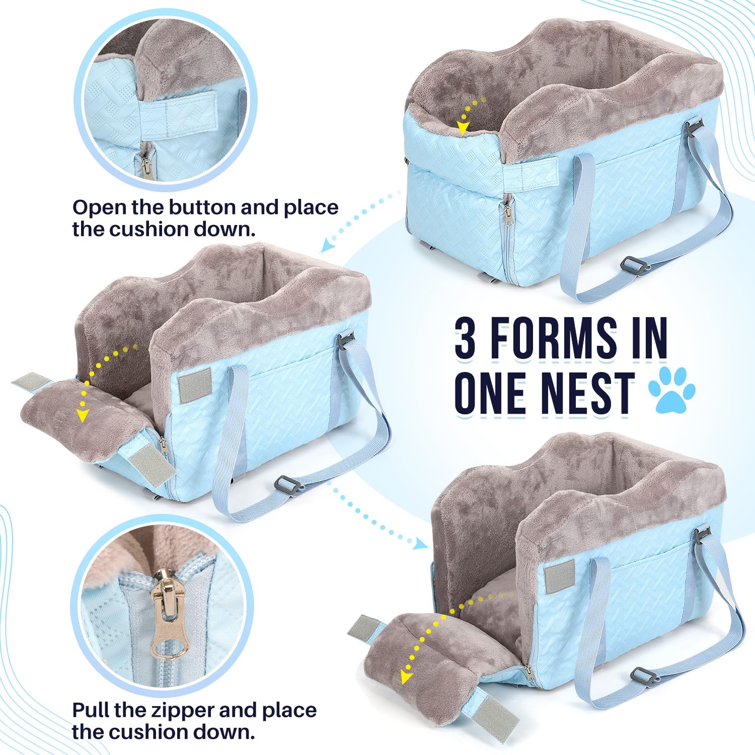 SlowTon Console Dog Car Seat universal fit straps on the center console