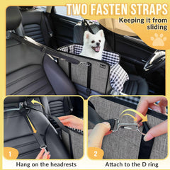 SlowTon Console Dog Seat bottom-cushion adds soft comfort during travel.