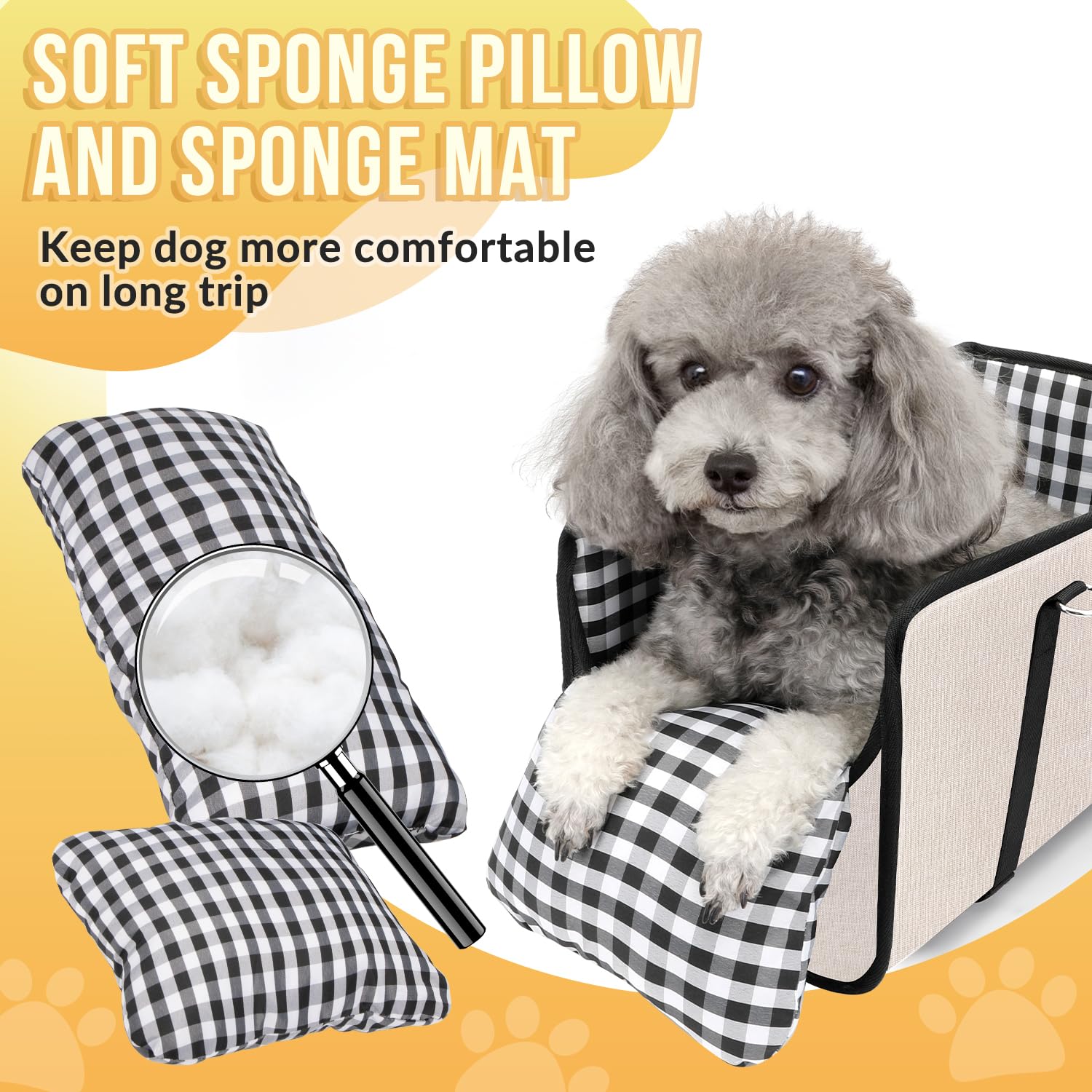 SlowTon Console Dog Seat features a secure safety belt for extra in-car security.
