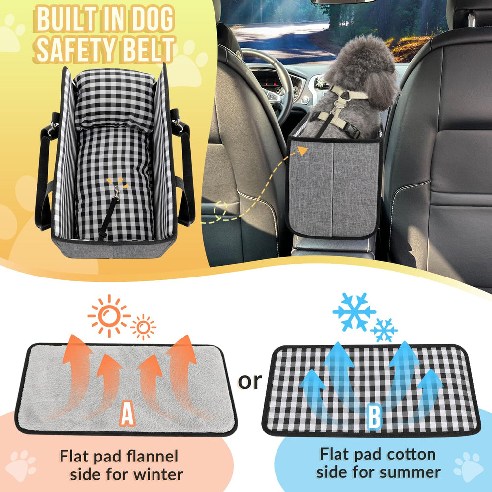 SlowTon Console Dog Seat wider-visibility view helps calm anxious pets.