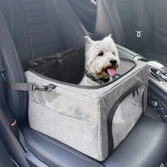SlowTon dog booster car seat with a sturdy metal frame for safer car travel
