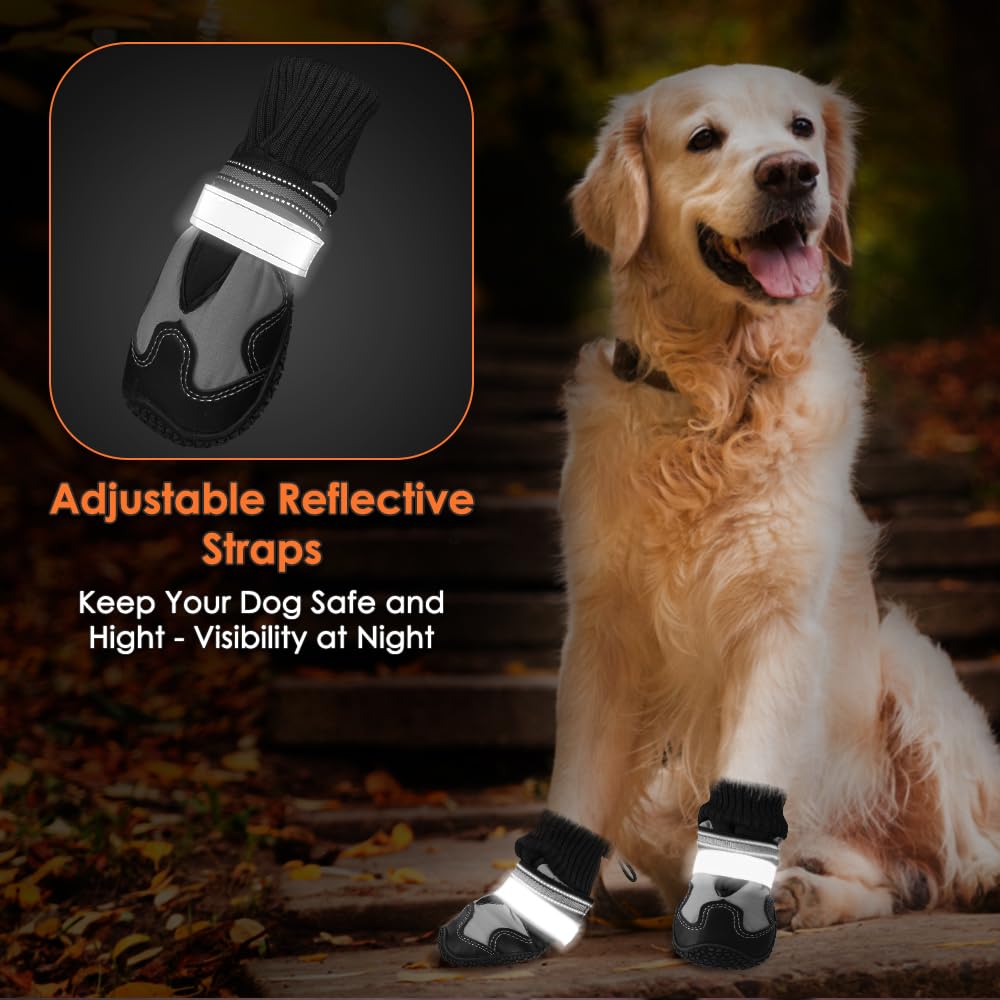 SlowTon Dog Boots with non-slip soles provide traction on slick surfaces.