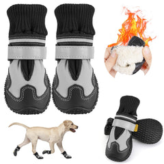 SlowTon Dog Boots with warm fur inside keep paws cozy in cold weather.