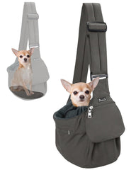 SlowTon dog carrier sling shows adjustable straps for a comfortable fit during long walks