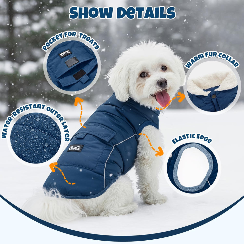 SlowTon dog coat back view showing full coverage and cozy fleece lining.