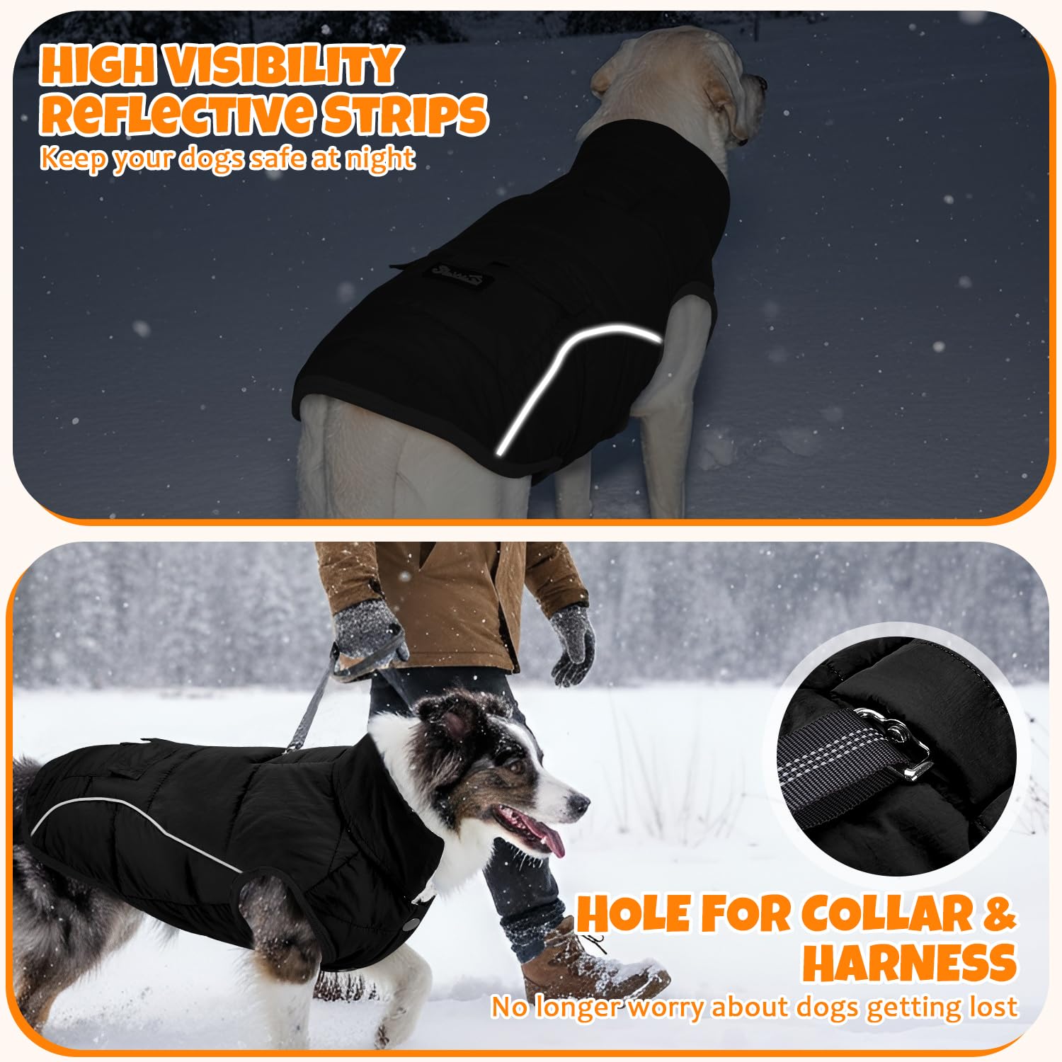 SlowTon Dog Coat belly snaps provide easy on/off snug fit.