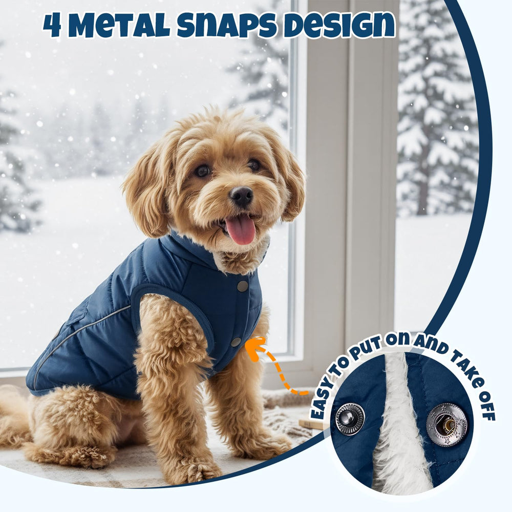SlowTon dog coat reflective strips image emphasizing visibility in low light.