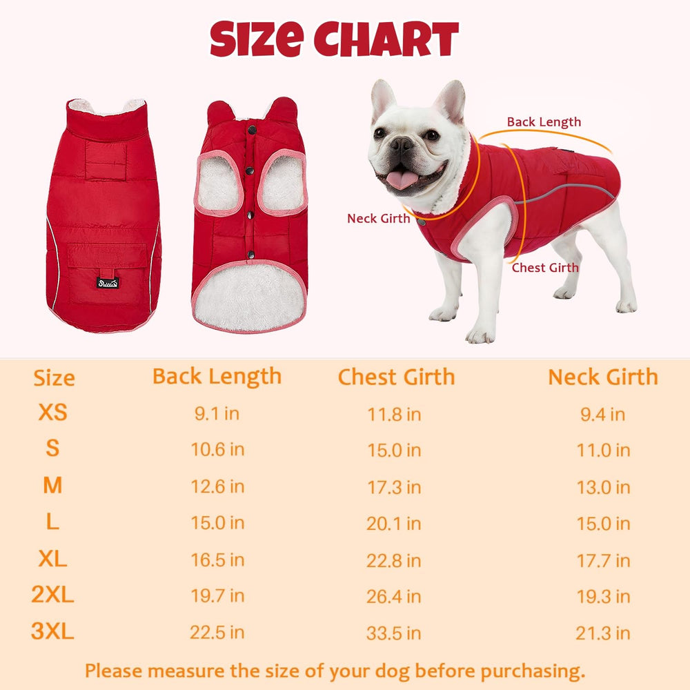 SlowTon dog coat snaps belly red M enables secure, easy on-off fitting.