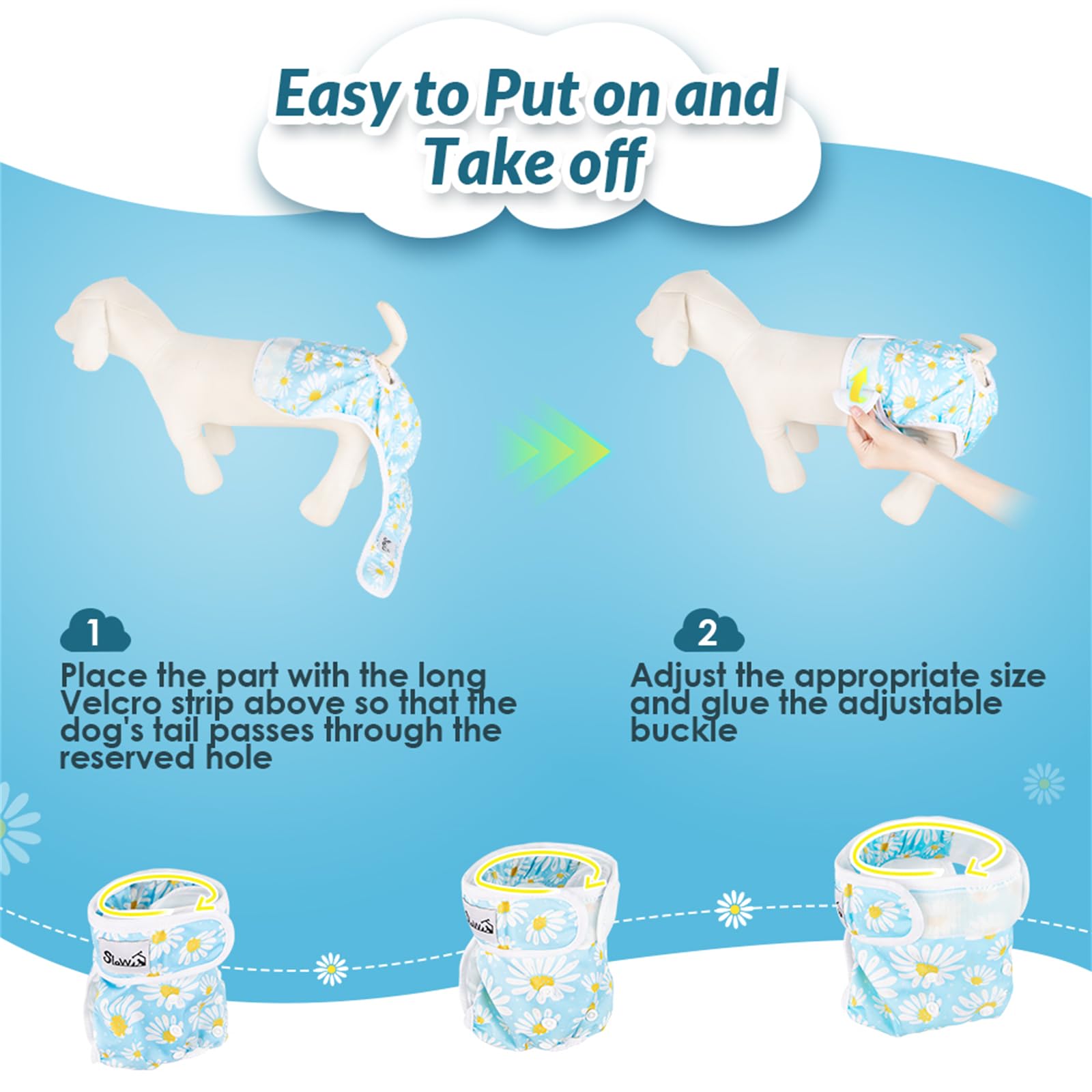 SlowTon dog diaper patterns – cheerful design for easy indoor/outdoor wear