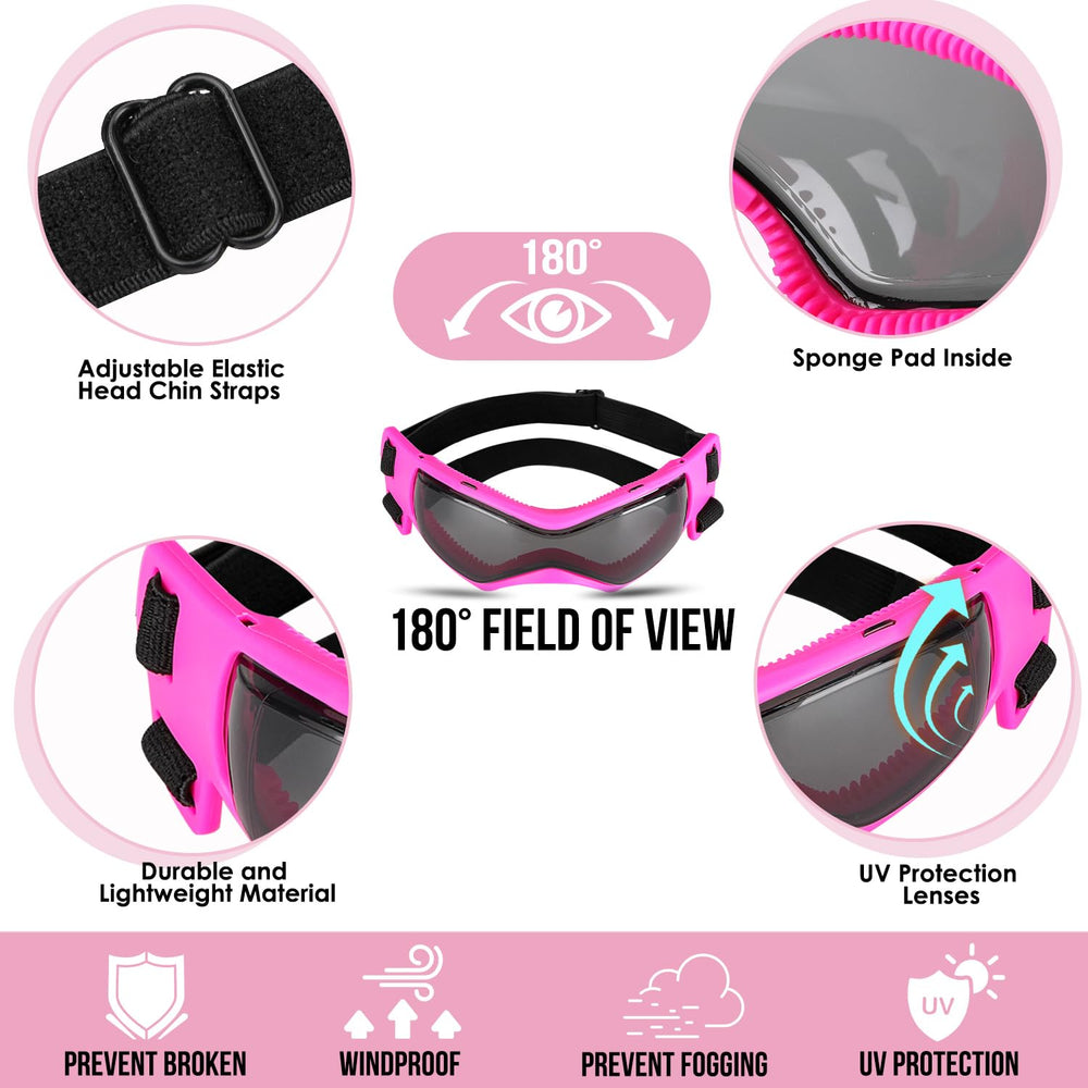 SlowTon dog goggles UV protection shields eyes on bright outdoor adventures.