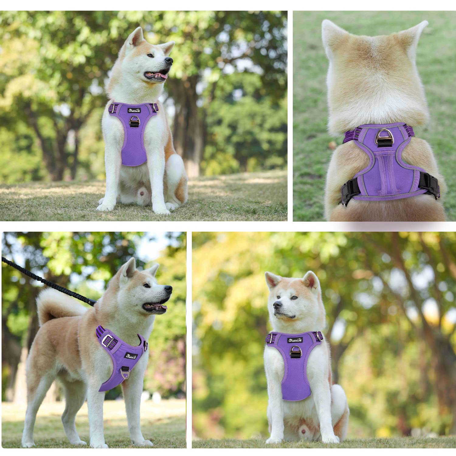 SlowTon easy-wear harness purple enables quick on-off for stress-free outings.