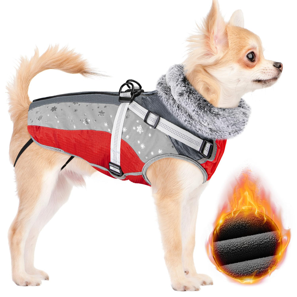 SlowTon dog jacket with built-in harness back view for secure outdoor walks.
