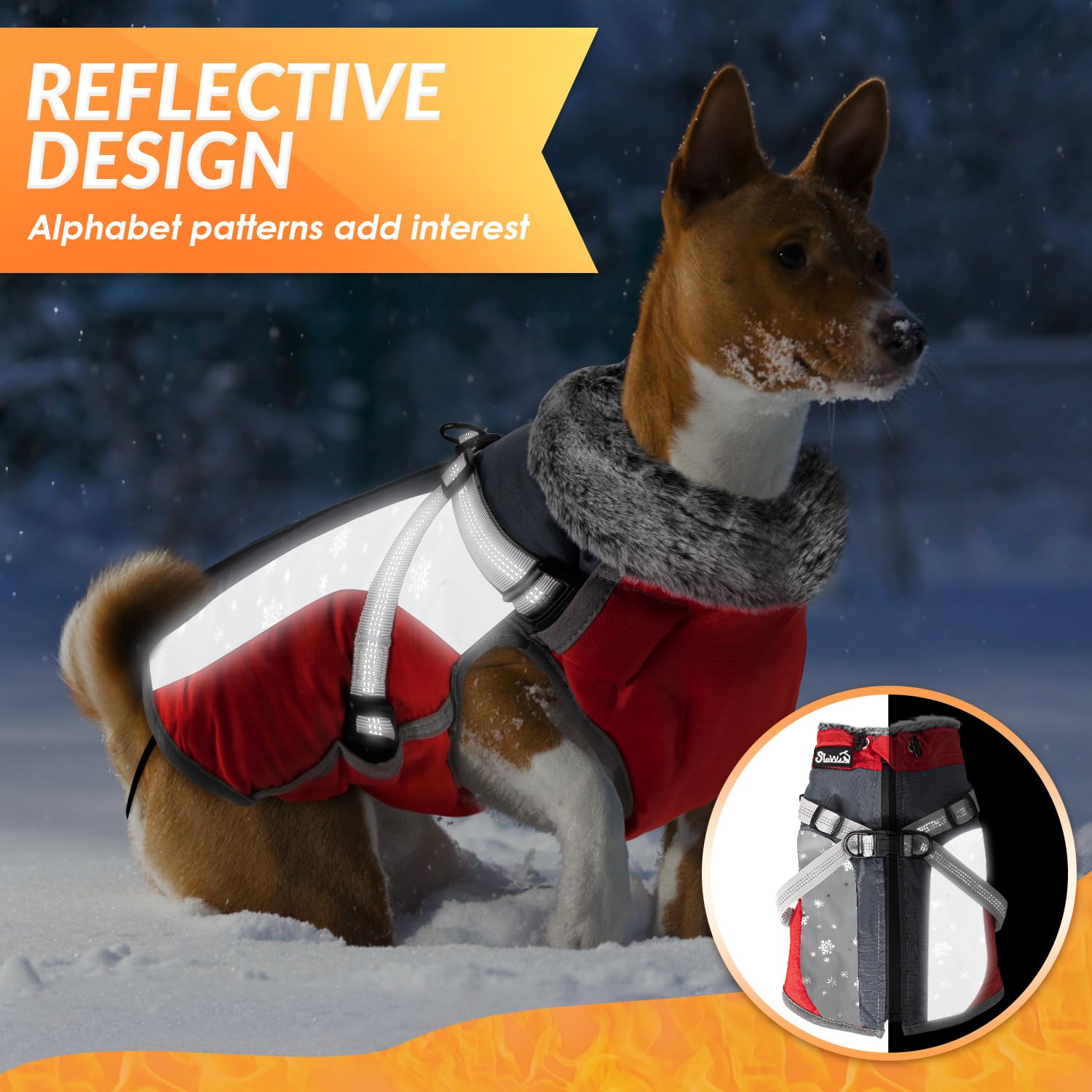 SlowTon dog jacket XS to XL size range helps find the right fit.