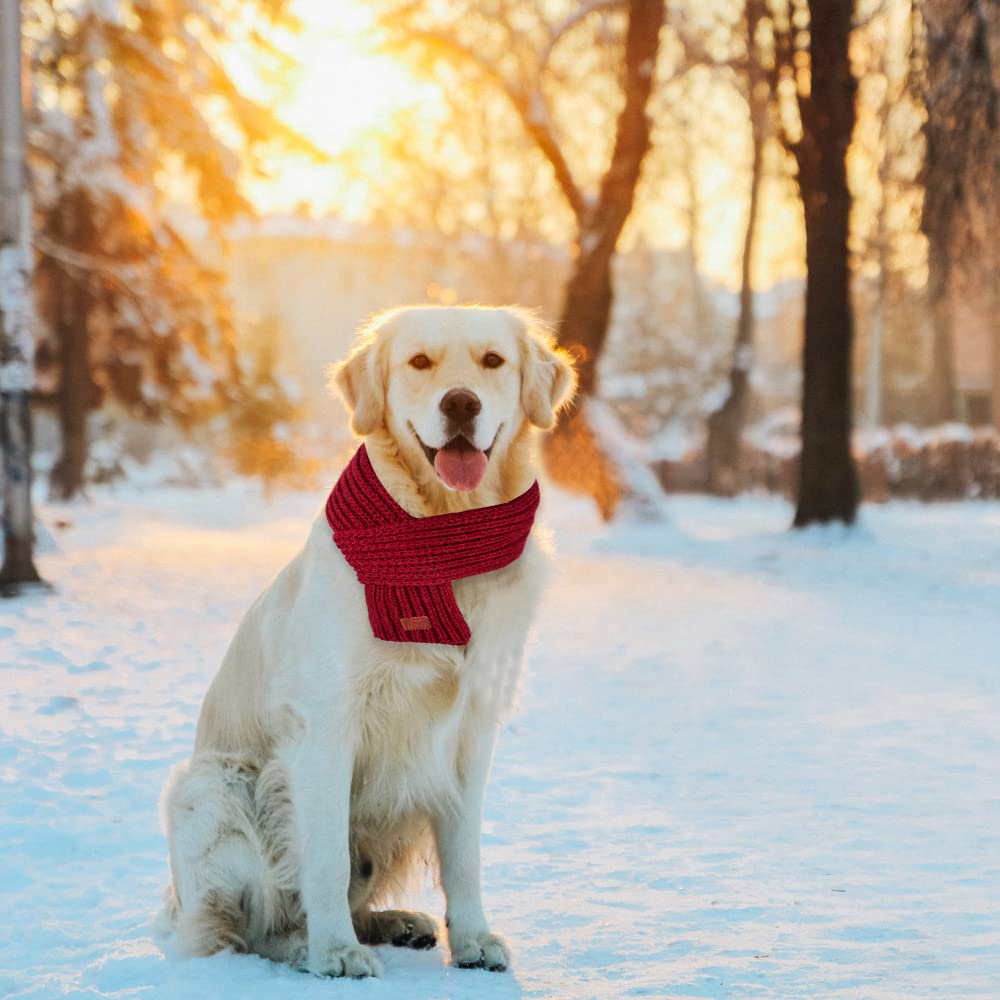 SlowTon dog knitted scarf adjustable length enables versatile styling
