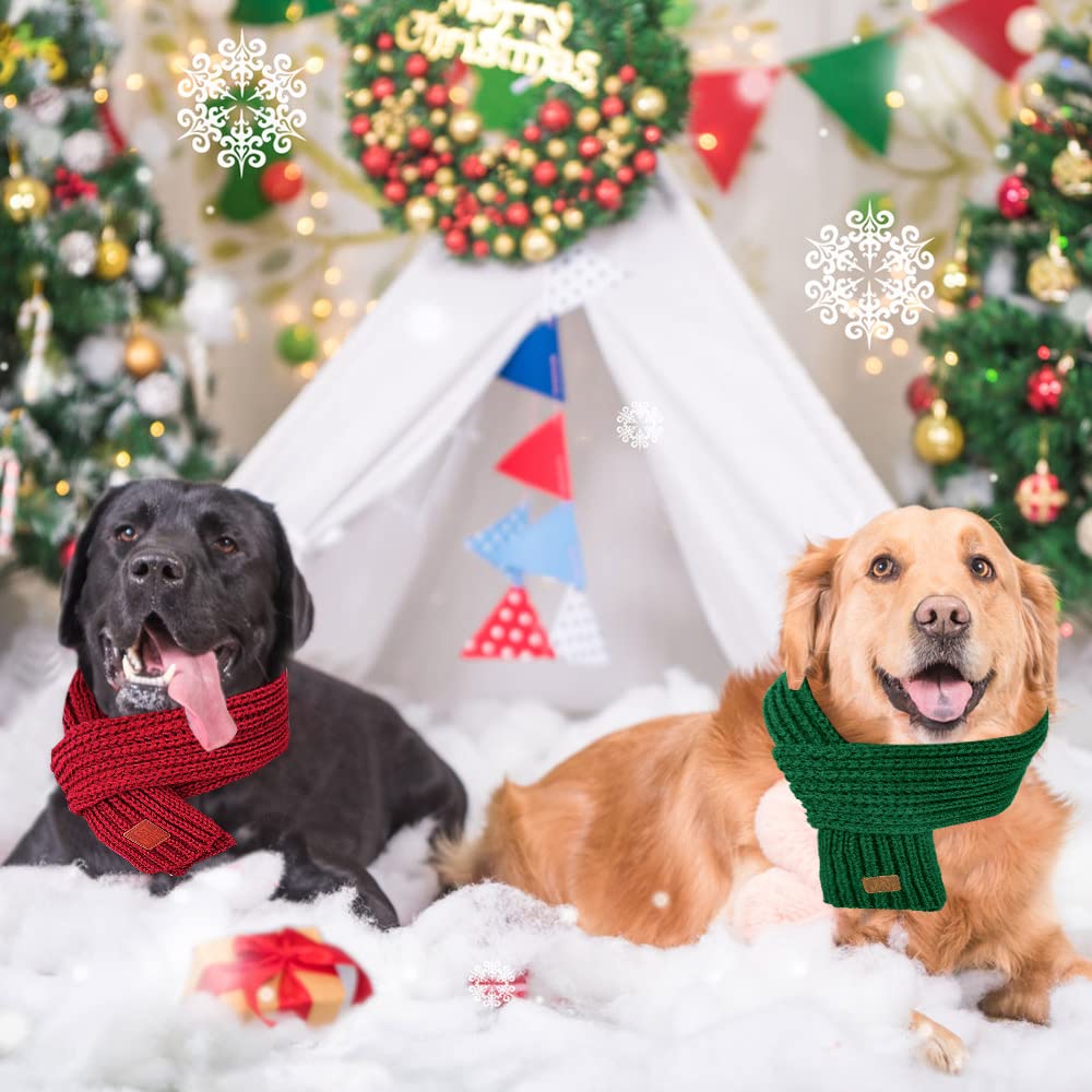 SlowTon dog knitted scarf wrapped on dog demonstrates cozy warmth