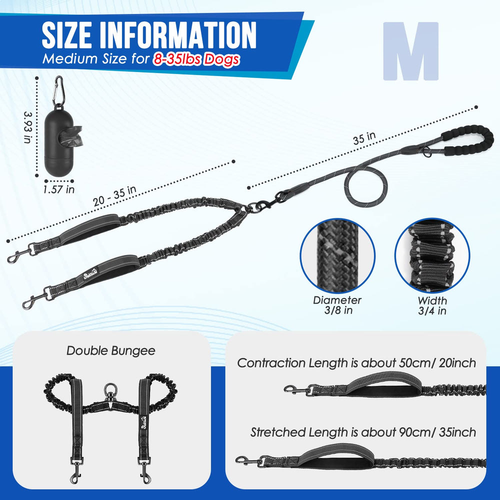 SlowTon dog leash padded handles provide comfortable grip in daily two-dog walks.