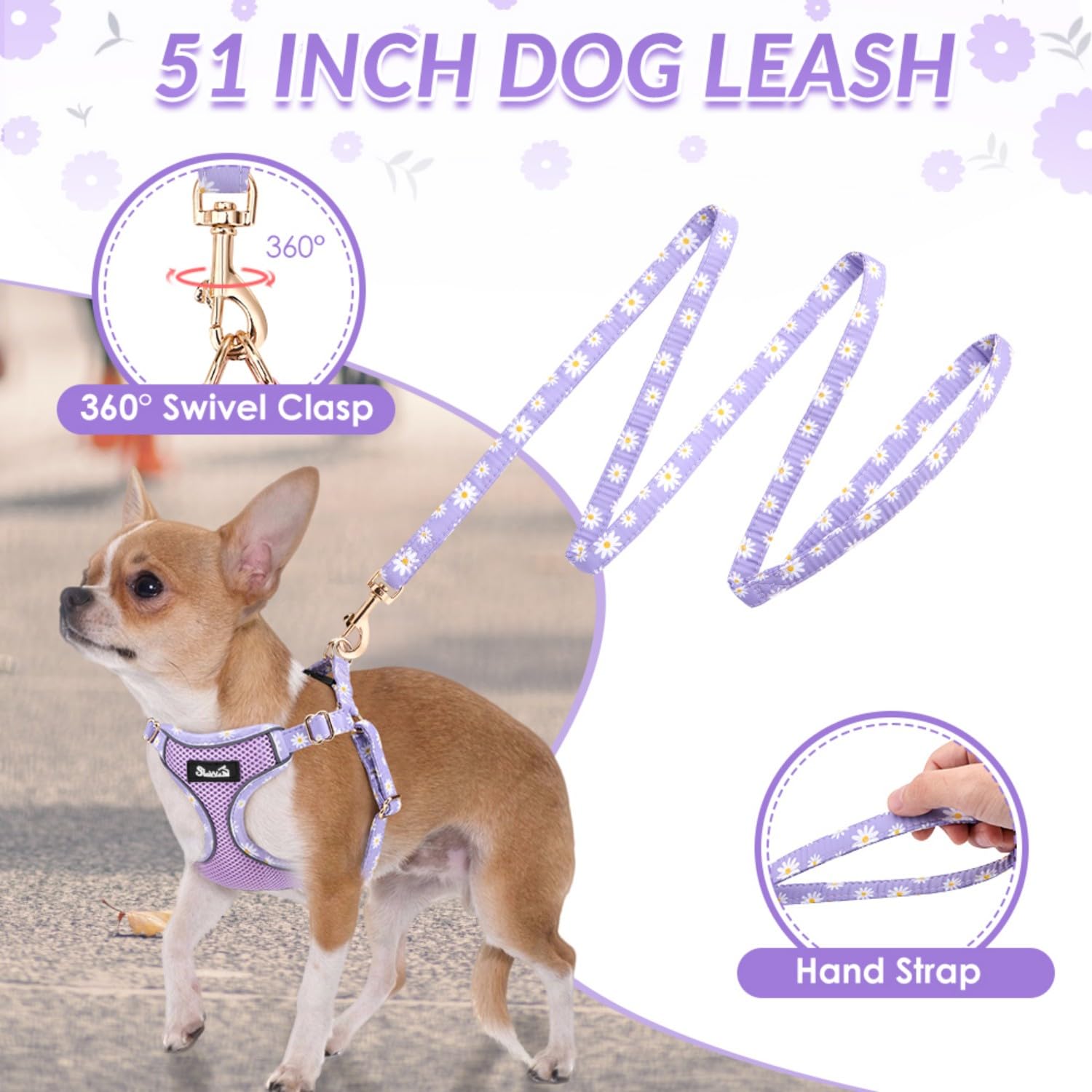 SlowTon leash set with 360 rotating buckle reduces tangles during walks