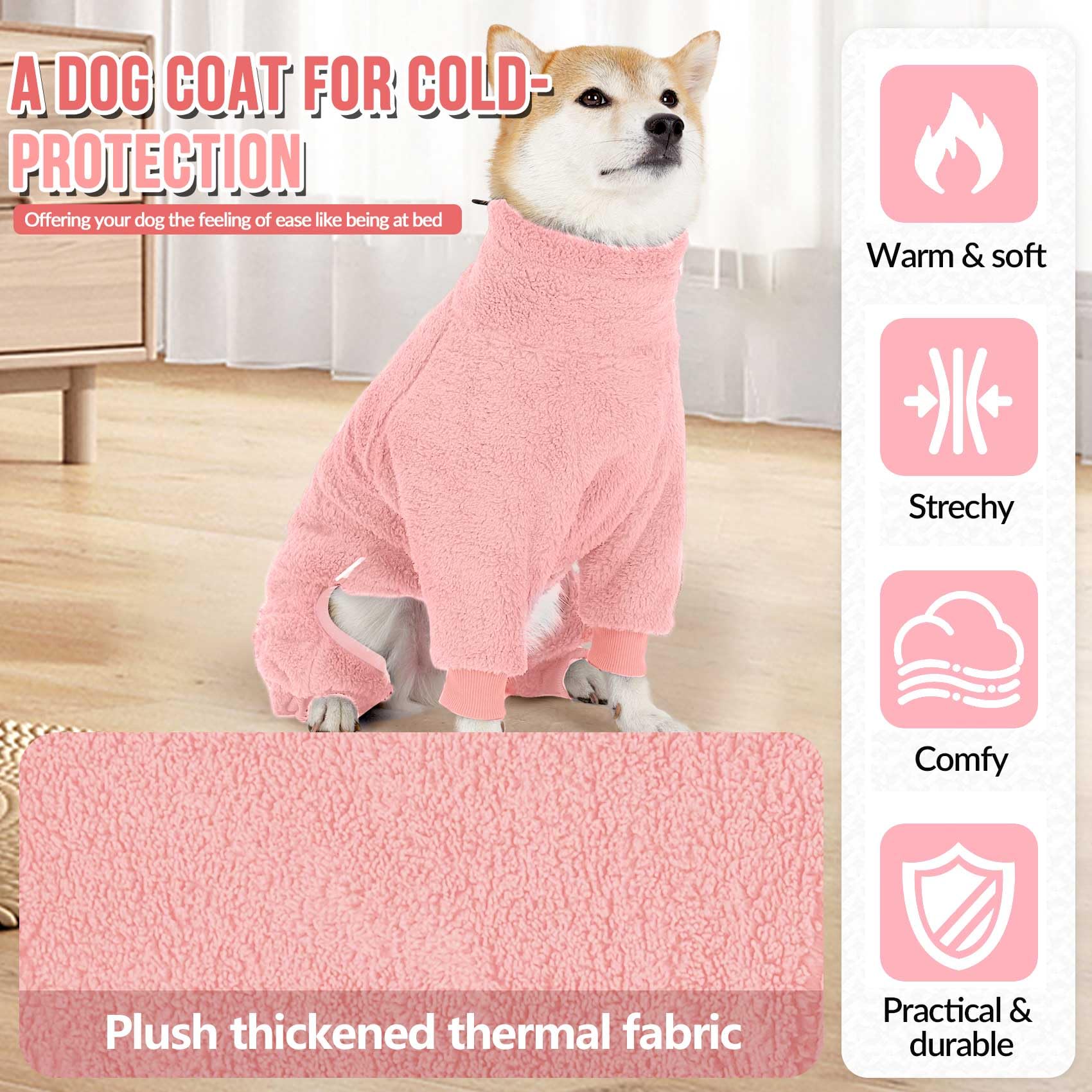 SlowTon adjustable neck and tail on dog pajamas for a secure fit