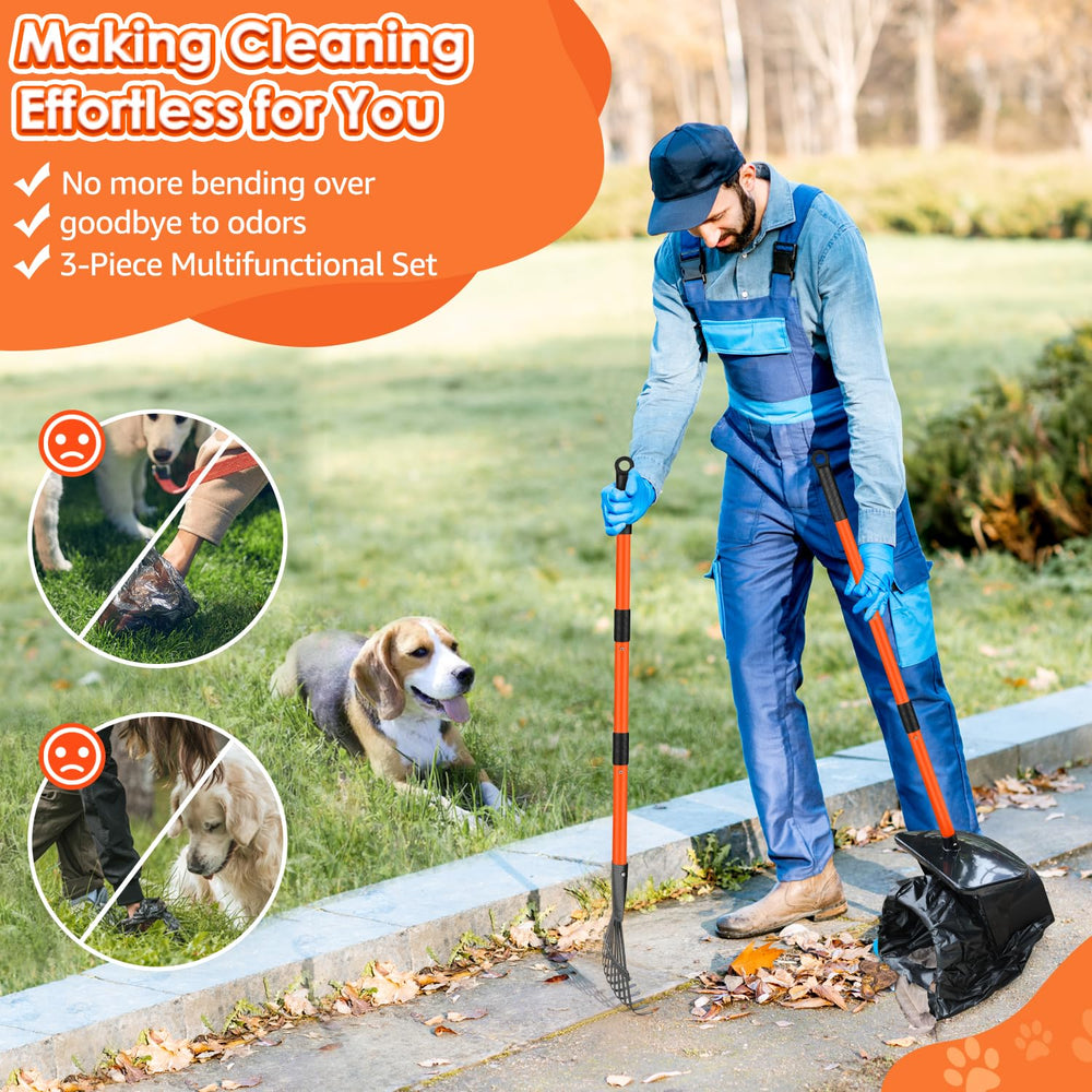 SlowTon extendable-handle design reduces bending when cleaning gravel or lawn.
