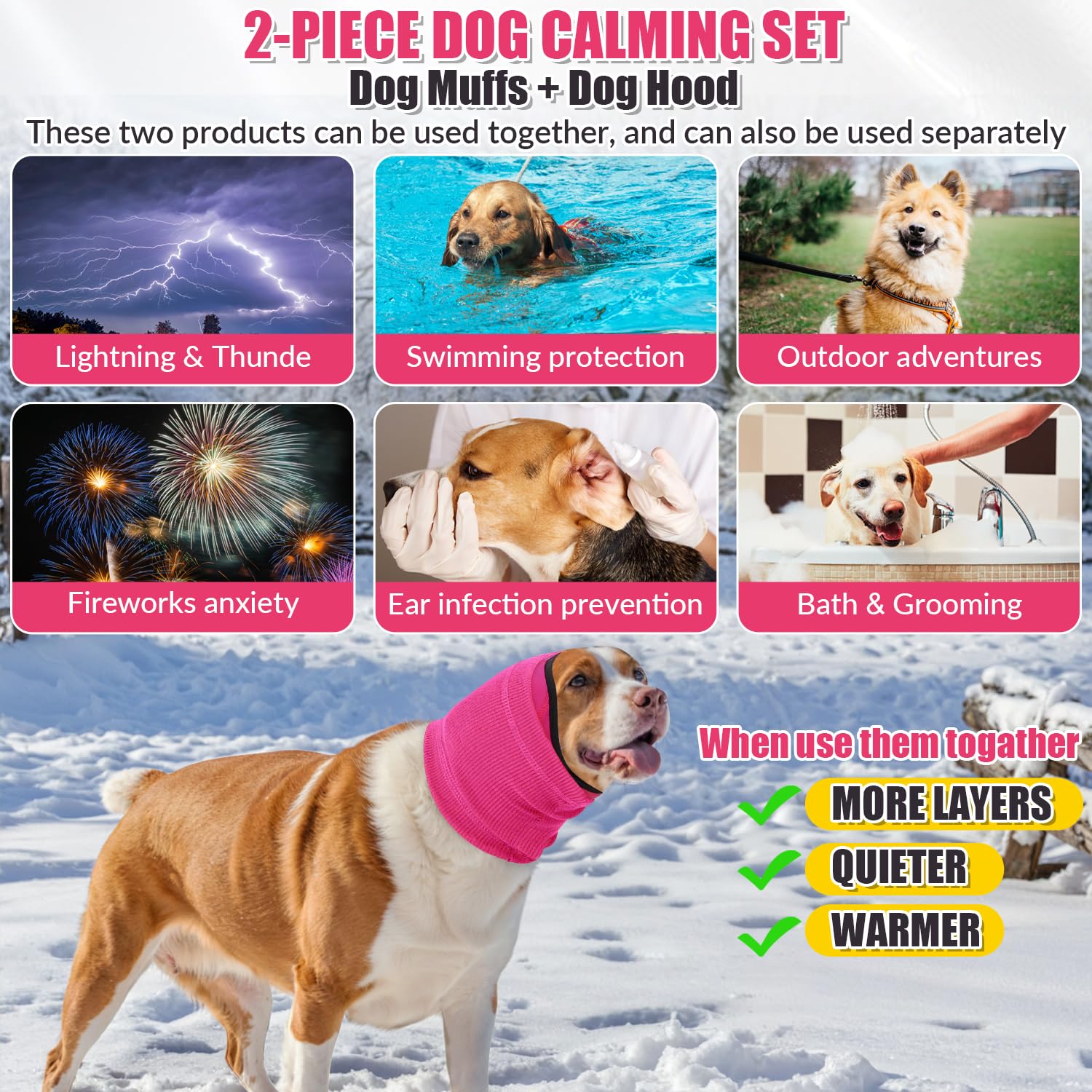 SlowTon dog post-op care ear wrap in soft neoprene for secure wear.