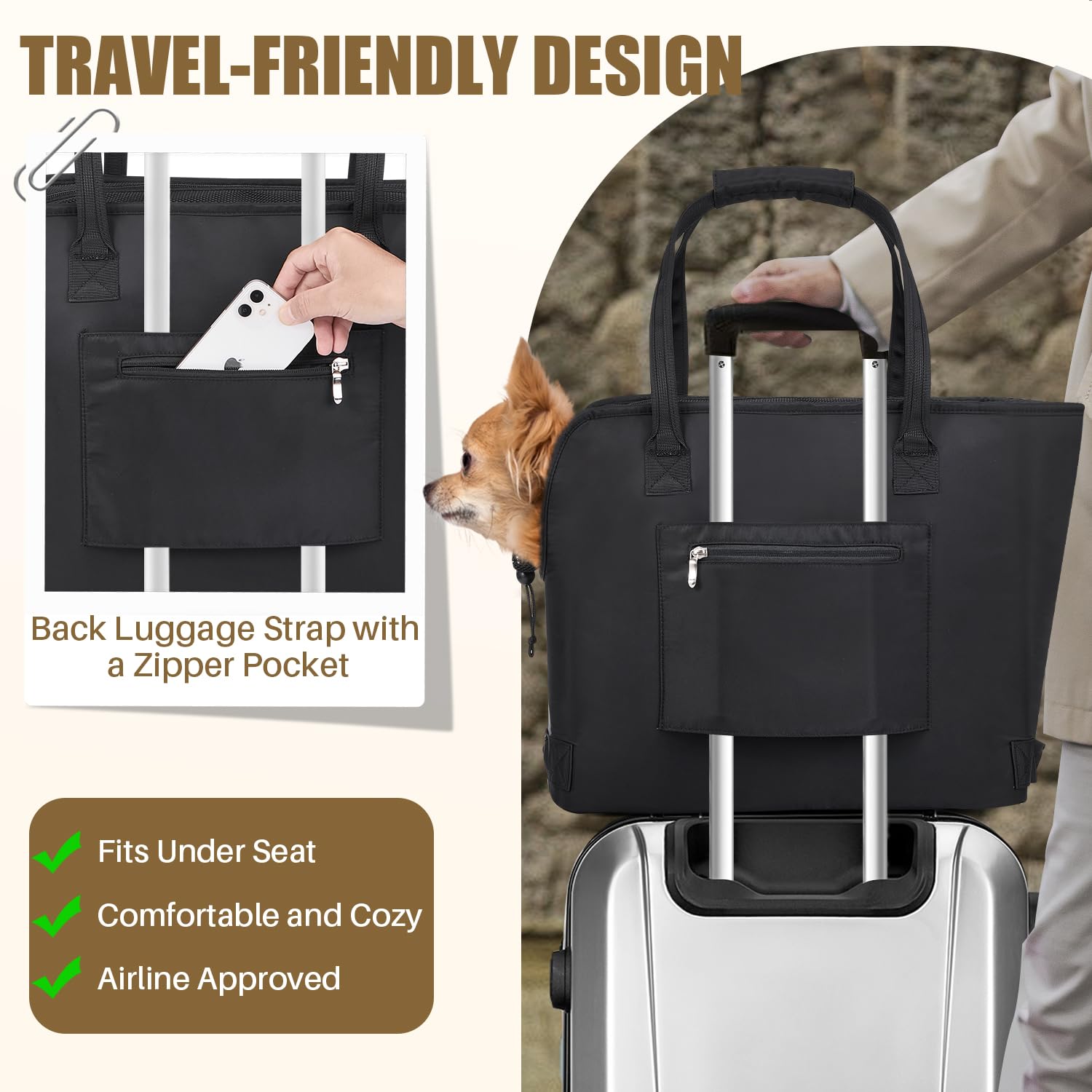 SlowTon dog purse carrier interior-layout — six compartments for organization