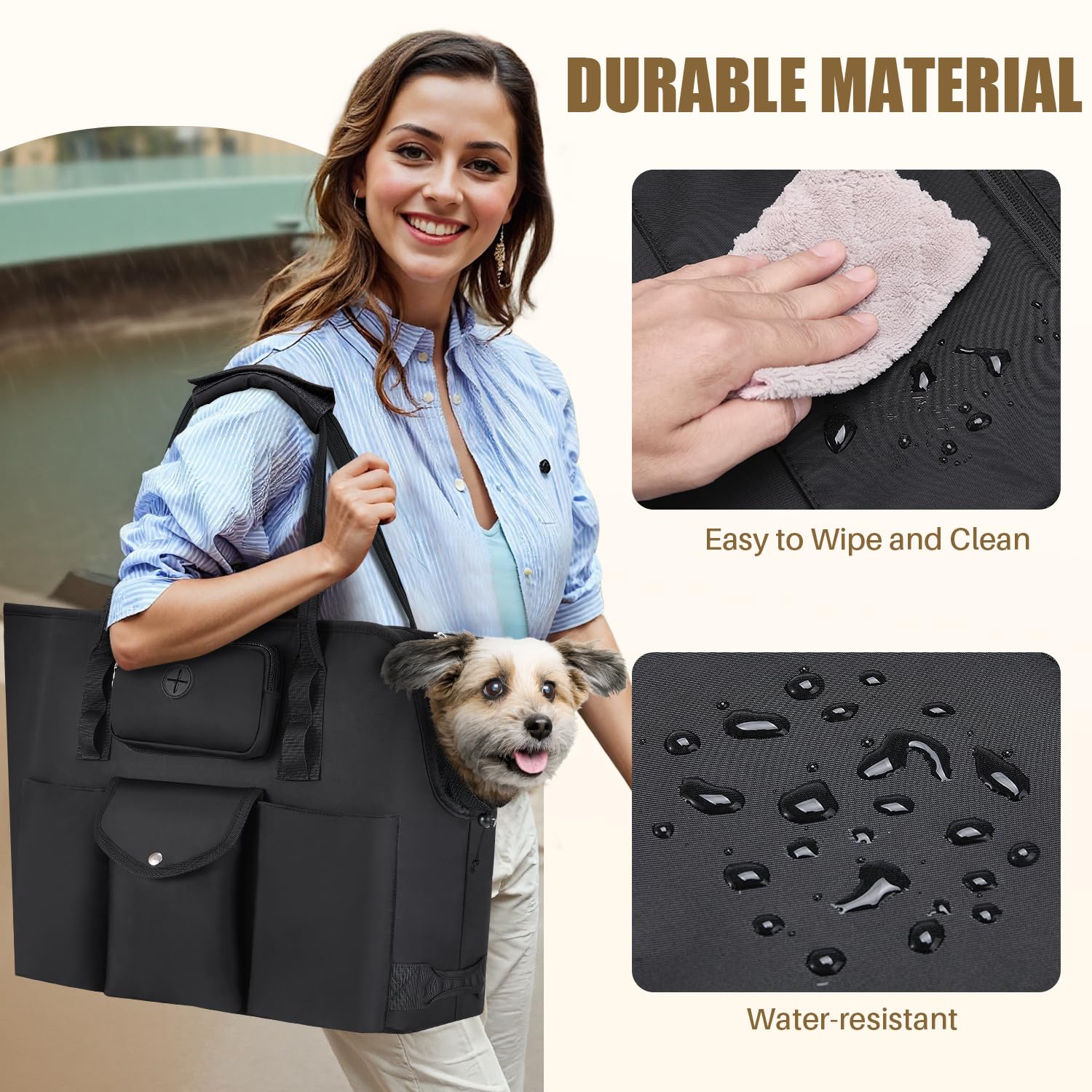 SlowTon dog purse carrier removable-bottom — stable, soft support for pets