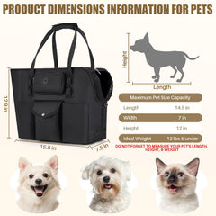 SlowTon dog purse carrier side-pocket-open — organized storage for essentials during outings