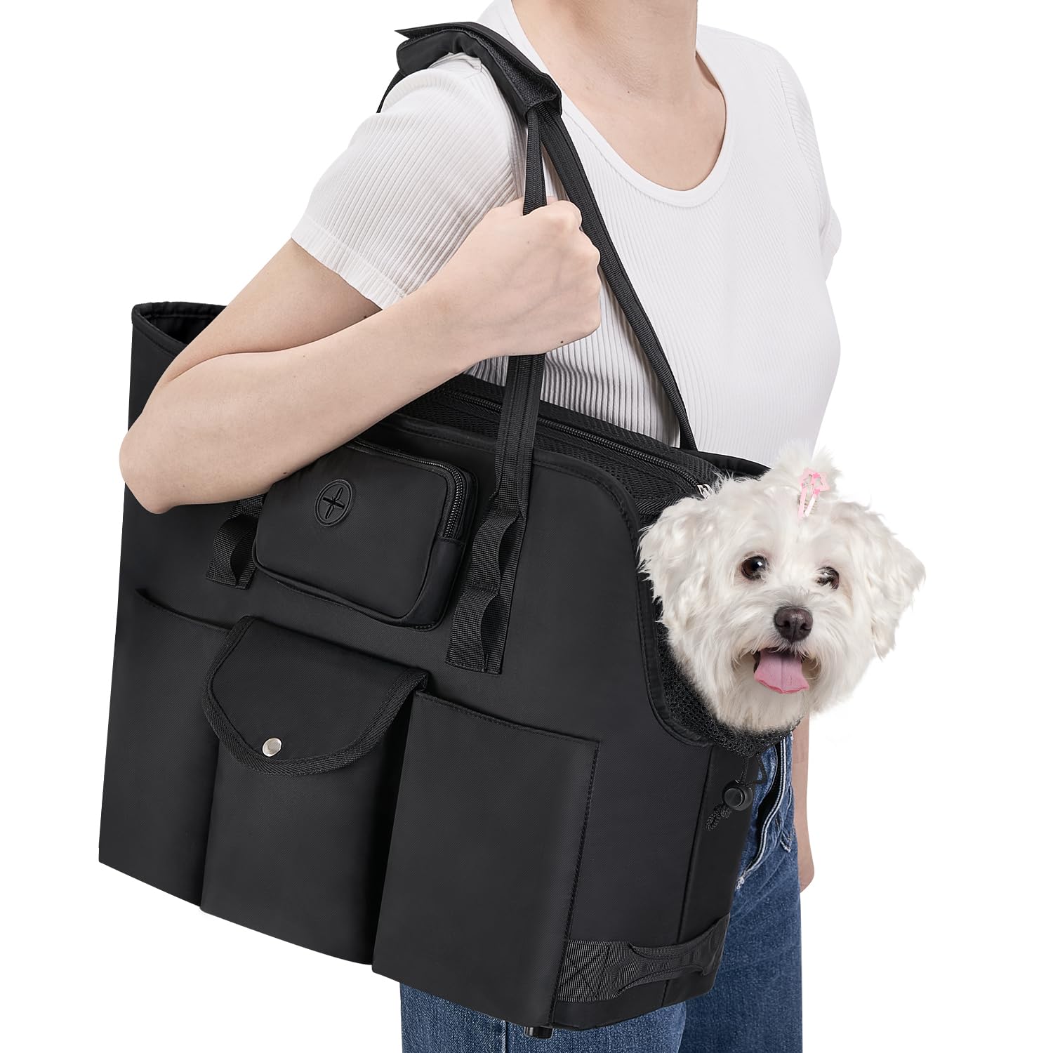 SlowTon dog purse carrier usage-in-action — portable design for daily adventures